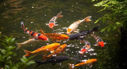koi fish in pond 