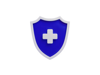 Fototapeta premium Blue and white shield emblem representing protection and health.