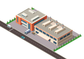 Isometric Modern industrial building area