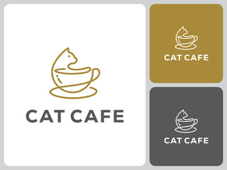 cat cafe logo vector