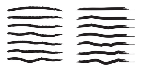Set of black paint, ink brush strokes, brushes, lines. Straight line vector brush strokes. Vector abstract paint ink stroke lines or underlines on white background.