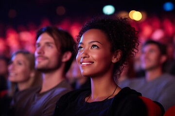 Fototapeta premium People at international film festival enjoying movies