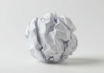 Crumpled paper ball isolated on white background