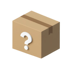 A brown box with a question mark, symbolizing curiosity and uncertainty.