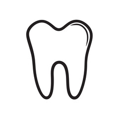 Single molar tooth appears in black line drawing over a white background