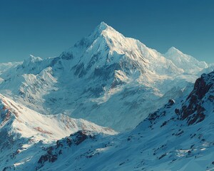 Snowy Mountain Peak Landscape. (1)