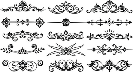 Elegant Flourishes A Collection of Decorative Swirls and Floral Ornaments for Design Projects