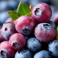 Obraz premium Dewkissed blueberries glisten in vibrant hues