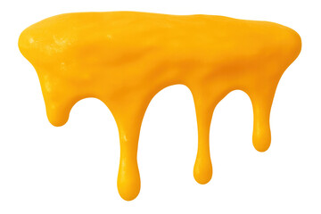 Stringy melted cheese stretching and dripping down, isolated on a transparent background, creating a tempting visual