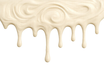 Creamy white chocolate dripping on transparent background, creating a smooth and delicious texture