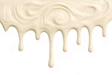 Creamy white chocolate dripping on transparent background, creating a smooth and delicious texture