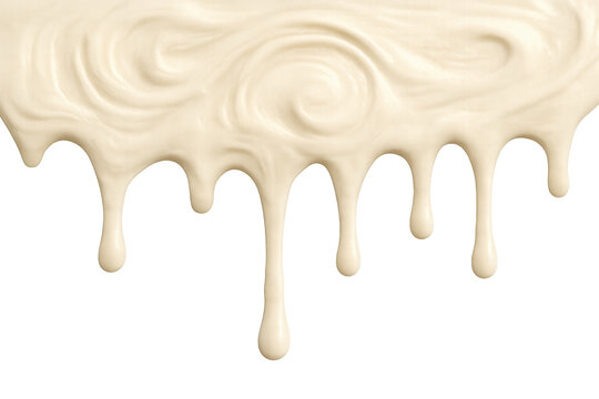 Creamy white chocolate dripping on transparent background, creating a smooth and delicious texture