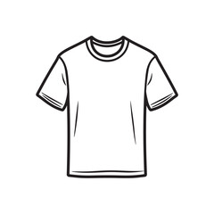 Sketch of a short sleeve round neck tee shirt with bold outlines is transparent