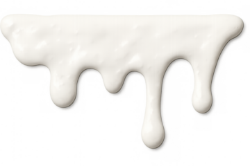 White cream dripping down on transparent background, perfect for adding a touch of dairy sweetness to any design