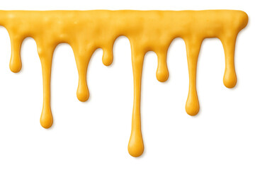 Melting cheddar cheese flowing, transparent backdrop highlighting golden dairy richness for culinary graphic design