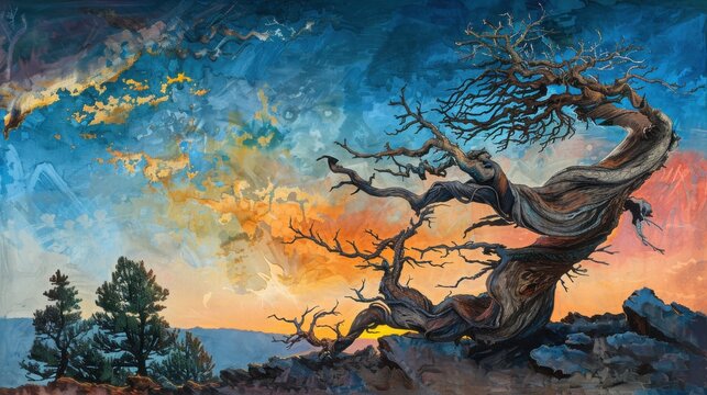Methuselah Tree in Rocky Desert &ndash; Pinus longaeva
