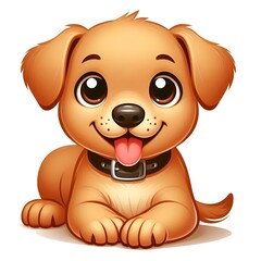 Cartoon image of a cute puppy, white background