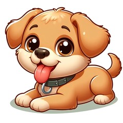 Obraz premium Cartoon image of a cute puppy, white background