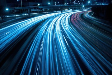 Night City Highway Light Trails