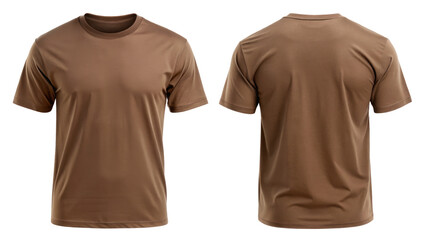 Brown T-Shirt Template from Two Sides on Transparent Background


