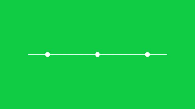 Minimal White Timeline Animation with Three Date Points on Green Screen Background