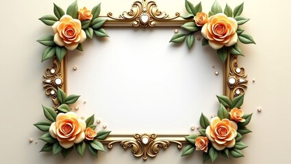 Watercolor floral corners create a delicate, inviting frame with gold accents on a cream background
