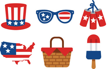 Patriotic Picnic & Fireworks Icons