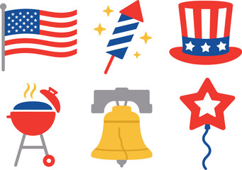 July 4th American Celebration Icons