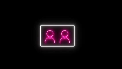People with NID card verify icon. Neon Smart card icon.