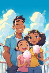 family fun amusement park roller coaster cotton candy ride day out