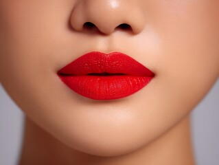 Naklejka premium red lipstick makeup closeup beauty fashion lips cosmetics glamour