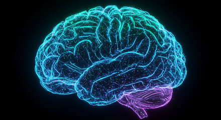 Abstract Glowing Human Brain Neural Network Artificial Intelligence Concept