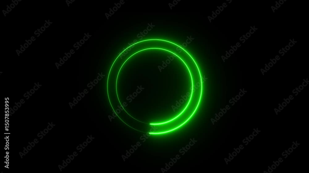 Canvas Prints abstract electric green color line circle animation. neon glowing animated circle preloader icon.