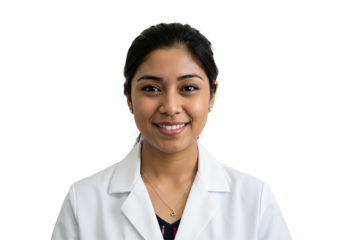 Young Female Medical Professional in White Lab Coat Portrait for Healthcare Promotion