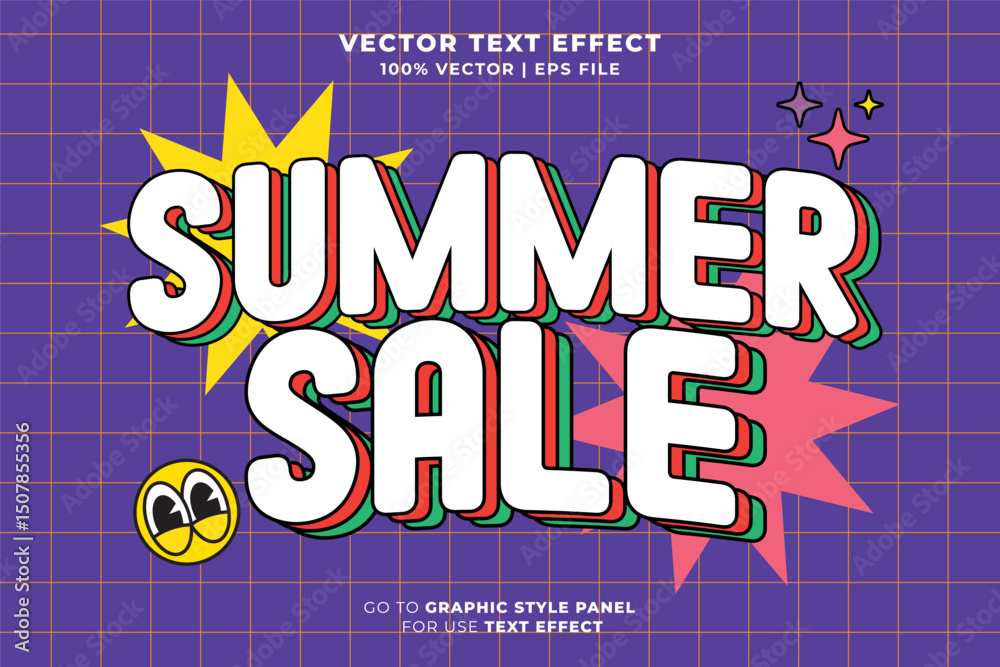 Canvas Prints summer sale editable text effect 3d style. editable font and typography effect summer sale template 