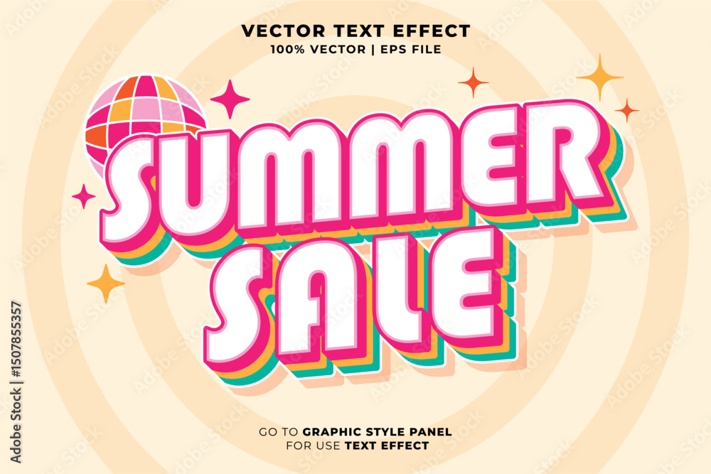 Canvas Prints summer sale editable text effect 3d style. editable font and typography effect summer sale template 