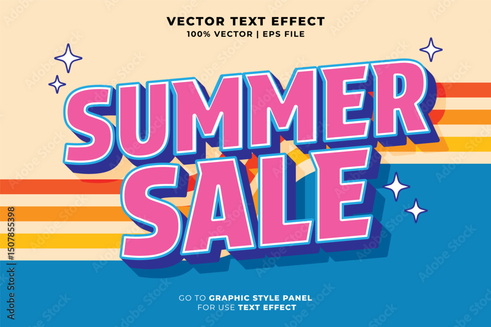 Fototapete summer sale editable text effect 3d style. editable font and typography effect summer sale template 