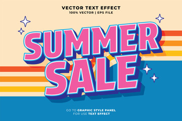 Summer sale editable text effect 3D style. Editable font and typography effect summer sale template suitable for summer vibes, summer holiday, summer event, summer festival