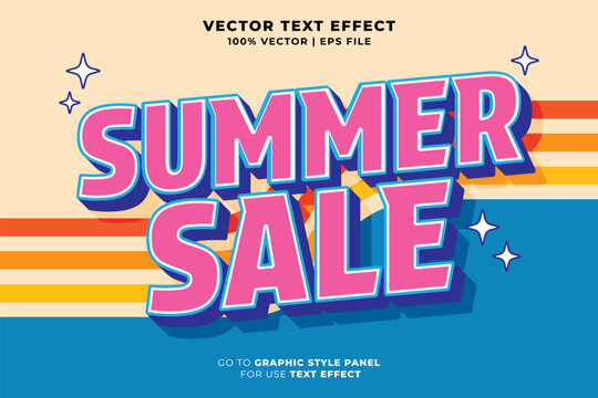 Summer sale editable text effect 3D style. Editable font and typography effect summer sale template suitable for summer vibes, summer holiday, summer event, summer festival