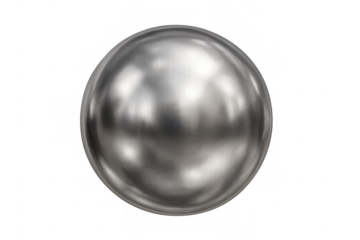 Metallic sphere with reflections on a transparent background, perfect for graphic design projects