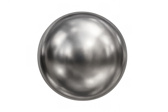 Metallic sphere with reflections on a transparent background, perfect for graphic design projects