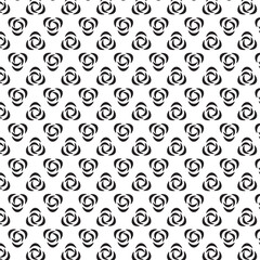 Flower geometric seamless pattern. White and black ornament. Ornament for fabric, wallpaper, packaging. Decorative print.