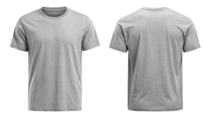 Heather Gray T-Shirt Template from Two Sides on Transparent Background

