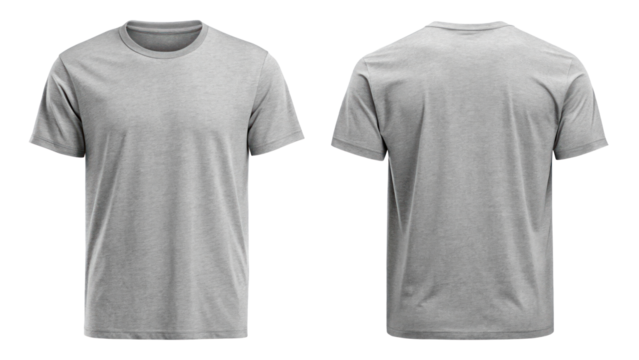 Heather Gray T-Shirt Template from Two Sides on Transparent Background

