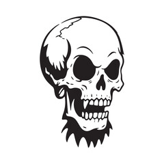 Crazy skull barber vector illustration Silhouette white Background.
