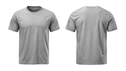 Heather Gray T-Shirt Template from Two Sides on Transparent Background

