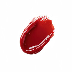 A vibrant stroke of red paint showcasing texture and color on a black background.