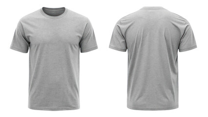 Heather Gray T-Shirt Template from Two Sides on Transparent Background

