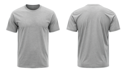 Heather Gray T-Shirt Template from Two Sides on Transparent Background


