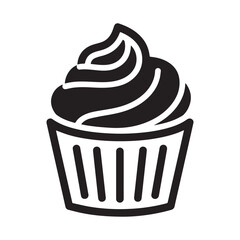 Cupcake flat icon clipart design vector art and illustration Silhouette white Background. 